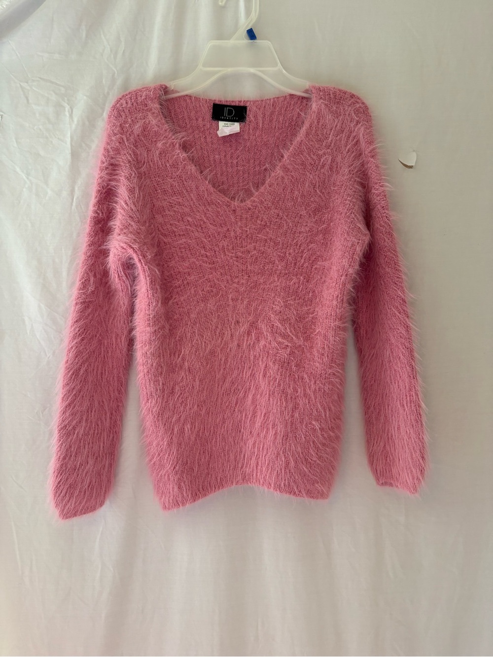 ID Identity Pink Fuzzy V-Neck Sweater